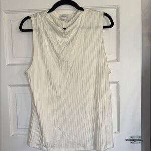 Banana Republic Cream Ribbed Sleeveless Mock Neck Tank